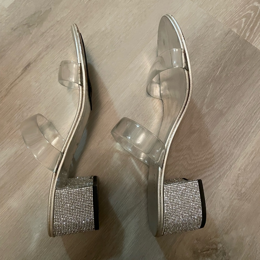 Giuseppe Zanotti clear strapped, crystal heel slip on sandals